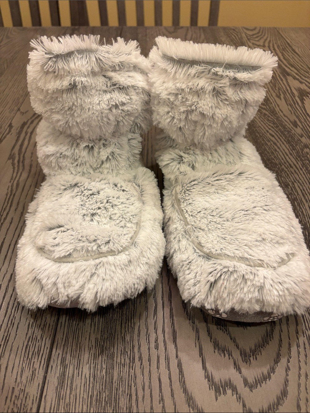 Warmies Microwavable Plush Fuzzy Women's Slipper Boots - Soft Light Gray